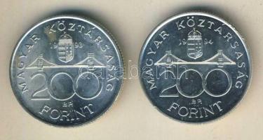 1993-94. 200Ft Ag "MNB" (1x) + "Deák" (1x) T:BU,2