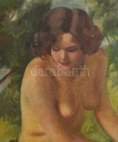 Szőlősy jelzéssel: Ülő akt. Olaj, vászon. XX. sz. eleje Keretben 50x40 cm