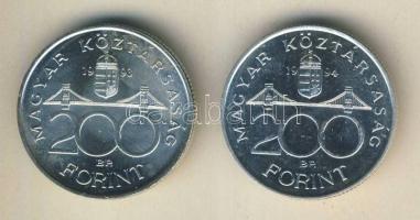 1993-94. 200Ft Ag "MNB" (1x) + "Deák" (1x) T:BU,2