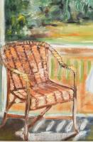 Móra László (1947-): Csendélet székkel. Olaj, vászon Jelzett 60x40 cm Keretben