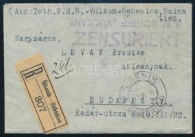 1918 Ajánlott tábori posta levél teljes tartalommal / Registered field post cover with full content "S.M.S. VULKAN"