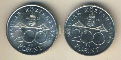 1993-94. 200Ft Ag "MNB" (1x) + "Deák" (1x) T:BU,2