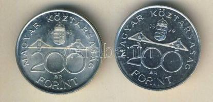 1993-94. 200Ft Ag "MNB" (1x) + "Deák" (1x) T:BU,2