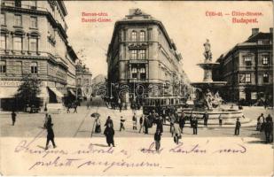 1907 Budapest VIII. Baross utca, Üllői út, villamos, gyógyszertár. Divald Károly műintézete 109-1907. (EB)