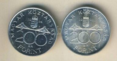 1993-94. 200Ft Ag "MNB" (1x) + "Deák" (1x) T:BU,2