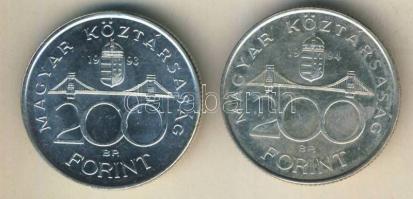 1993-94. 200Ft Ag "MNB" (1x) + "Deák" (1x) T:BU,2