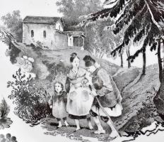 4 darab antik belga tányér, jelzés nélkül, mázrepedéssel, kopással, d: 20 cm