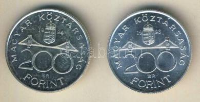 1993-94. 200Ft Ag "MNB" (1x) + "Deák" (1x) T:BU,2