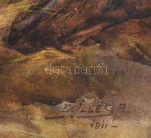 Edvi Illés Aladár (1858-1927): Tehén borjával, 1911. Akvarell, papír, jelezve jobbra lent. Hátoldalá...