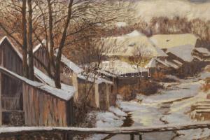 Olgyai Viktor (1870-1929): Téli táj. Olaj, vászon, jelzett. Hátoldalán 1913-as, feltehetően műcsarno...