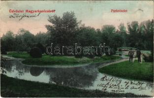 1907 Magyarkanizsa, Ókanizsa, Ó-Kanizsa, Stara Kanjiza; Park részlet. Szilágyi Antal kiadása / park (fa)