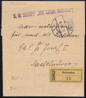 1917 Ajánlott tábori posta nyomtatvány "S.M. SCHIFF KR. ERZH. RUDOLF"