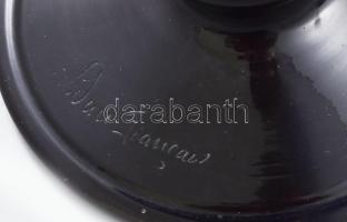 Verrerie Schneider Art Deco váza. Myrtilles sorozat. Többrétegű, savmaratott, kékes színű öntött üve...