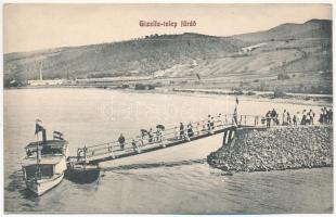 Visegrád, Gizella telep fürdő (Visegrád), Izabella turistahajó. Hátoldalon Földes Kelemen gyógyszerész Margit Créme reklám / beache, boat. Advertisement on the background (non PC)