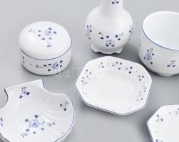 Herend Village Pottery 7 darabos mázas kerámia asztali szett: kínáló, váza, bonbonier, tál. Kézzel f...