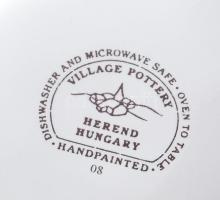 Herend Village Pottery 7 darabos mázas kerámia asztali szett: kínáló, váza, bonbonier, tál. Kézzel f...