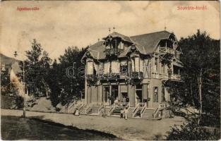 Szováta, Sovata; Ágoston villa. Schuster Emil kiadása / villa, spa (lyukak / holes)