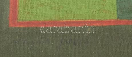 Vajda Júlia (1913-1982): Geometrikus kompozíció, 1973. Olaj, vászon, papírlemezen. Jelzett. Hátoldal...