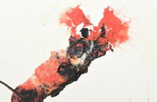 Kekecs Bence (?-): Absztrakt kompozíció. Olaj, vászon. Hátoldalán jelzett. 30x80 cm