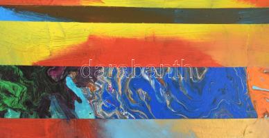 Kekecs Bence (?-): Színes sávok. Olaj, zománcfesték, vászon. Jelzés nélkül. 100x100 cm. KIZÁRÓLAG SZ...