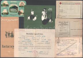 Vegyes papírrégiség tétel, közte litho