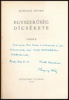 Hunyady István: Egyszerűség dicsérete. DEDIKÁLT! Bp., 1947, Egyetemi Nyomda. Kiadói papírkötés
