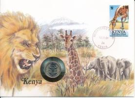 Kenya 1980. 50c Cu-Ni felbélyegzett borítékban, bélyegzéssel, német nyelvű leírással T:UNC  Kenya 1980. 50 Cents Cu-Ni in envelope with stamp and cancellation, with German description C:UNC