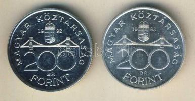 1992-93. 200Ft Ag "MNB" (2x) T:BU,2