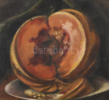 Olvashatatlan jelzéssel (jobbra lent): Csendélet. Olaj, vászon, sérült. Dekoratív, sérült fakeretben...