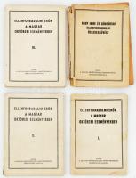 Ellenforradalmi erők a magyar októberi eseményekben I-III. köt. + Nagy Imre és bűntársai ellenforradalmi összeesküvése. Bp., én., Magyar Népköztársaság Minisztertanácsa Tájékoztatási Hivatala. Fekete-fehér fotókkal illusztrált. Kiadói papírkötés, változó állapotban, az egyik sérült borítóval és kötéssel, egy másik szakadt borítóval, valamint két kötet foltos.