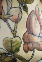 cca 1882 Zsolnay pillangó mintás kisváza. Szűkülő talapzaton kehely alakú vázatest, pillangó és virá...