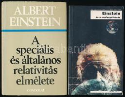 Albert Einstein: A speciális és általános relativitás elmélete. Bp., 1978, Gondolat. Kiadói egészvászon-kötés, kiadói szakadt papír védőborítóban. + Peter Coles: Einstein és a napfogyatkozás. Posztmodern Találkozások. Pécs,én. Alexandra. Kiadói papírkötés.