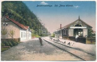 1918 Besztercebánya, Banská Bystrica; Garam, Szent János (Szentjános) vasútállomás / Bahnhof / Hron riverside, railway station Banská Bystrica mesto