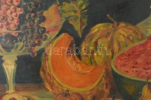 Hatvani Emecz jelzéssel: Csendélet, 1948. Olaj, vászon, Dekoratív, sérült fakeretben. 61x80 cm