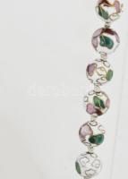 Tűzzománc ékszer szett: karkötő, fülbevaló, nyaklánc 52 cm, karkötő