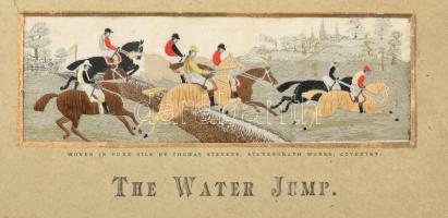 Ugratás a víz felett (The water jump)). Stevengraph, szövött selyemkép, paszpartun jelzéssel, 5×15 c...