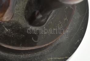 Sóváry János (1895-1966): Női akt. Patinázott bronz, márvány talapzaton. Jelzett: Sóváry J. Talapzat...