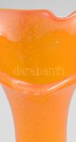 Murano élénk narancssárga üvegváza, anyagában buborékos díszítéssel, jelzés nélkül, hibátlan, m: 34,...