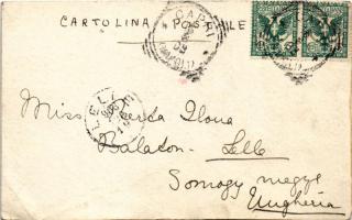 1903 Napoli, Naples; Vesuvio / Mount Vesuvius, volcano eruption. Hand-painted custom made postcard (...