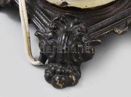 Két darab, egy pár antik fajansz lámpa vas öntvény talpon, modern vezetékezéssel. Kézzel festett, ki...