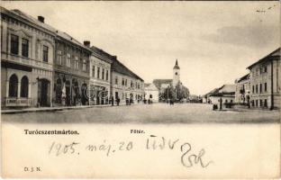 1905 Turócszentmárton, Turciansky Svaty Martin; Fő tér, Patsch szálloda, Max Grossmann üzlete, könyvnyomda és könyvkötészet / main square, hotel, shops (EK)