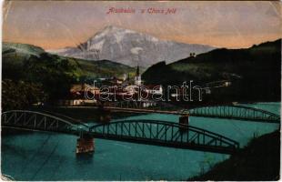 1917 Alsókubin, Dolny Kubín (Árva, Orava); vasúti híd, Chocs felé. Neumann József kiadása / railway bridge (EK)