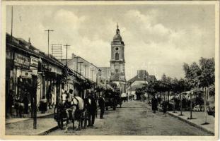 1934 Komárom, Komárnó; Kossuth tér, Brenner Ferenc üzlete, piac / Námestie Kossuthovo / square, shop, market (r)