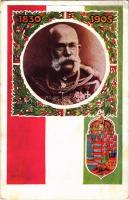 Szecessziós magyar címeres emléklap I. Ferenc József 75. születésnapjára / Art Nouveau, memorial postcard with Hungarian coat of arms for Franz Josephs 75th birthday (EB)