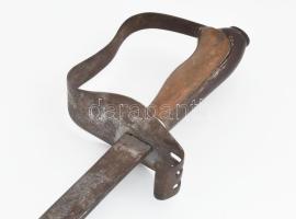 1861M gyalogostiszti szablya gyakorló változat, fa markolattal, jelzés nélkül, rozsdás, h: 85 cm