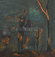 W. Wagner jelzéssel: Szürrealista táj. Olaj, vászon, 30x21 cm