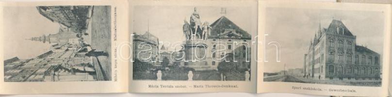 1906 Pozsony, Pressburg, Bratislava; Kemény hátú leporello 10 képpel / thick wooden leporellocard wi...