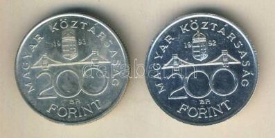 1992-93. 200Ft Ag "MNB" (2x) T:BU,2