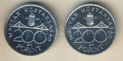 1992-93. 200Ft Ag "MNB" (2x) T:BU,2
