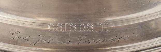 Svéd alpakka nagy szószos kiöntő. NS jelzéssel. cca 1900 Belül kopásokkal 27 cm